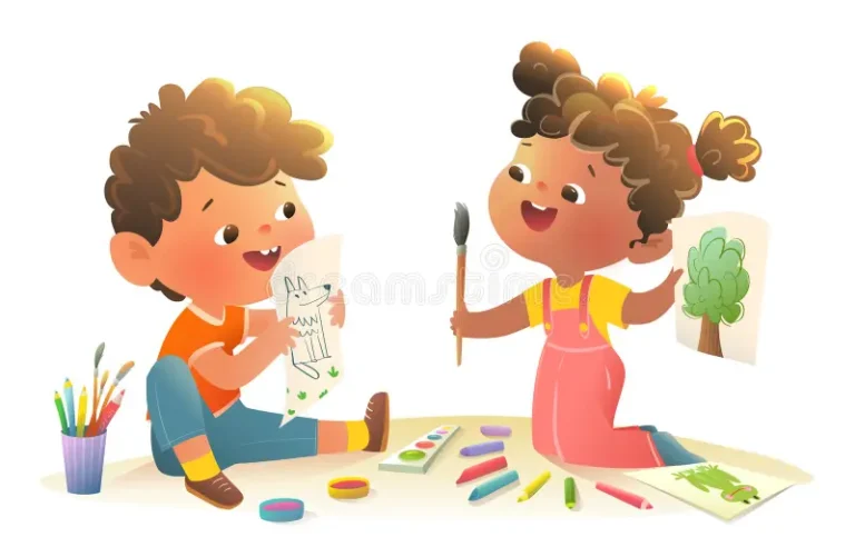 아기 쌍둥이 수채화 느낌의 일러스트