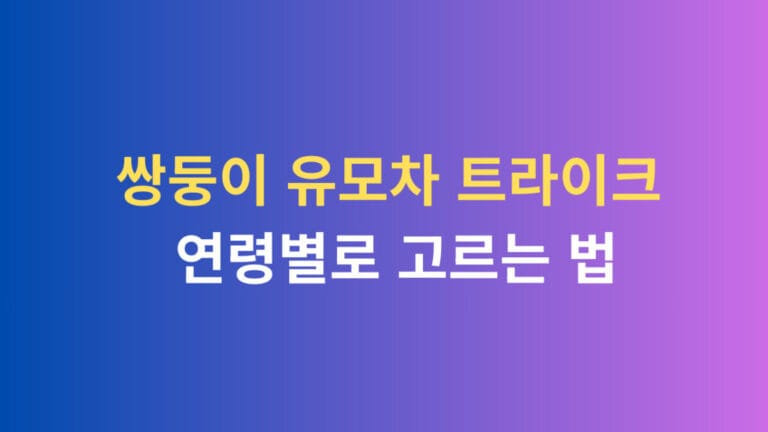 쌍둥이 유모차 트라이크 연령별로 고르는법