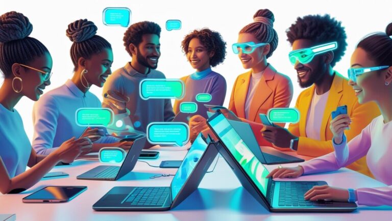 미래에 ai 채팅으로 사람들이 대화하는 모습