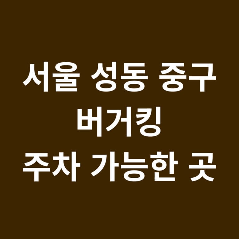 서울 성동 중구 버거킹 주차 가능한 곳 썸네일