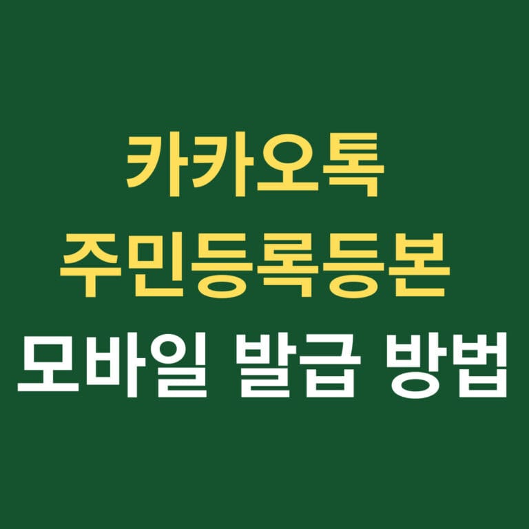 카카오톡 주민등록등본 모바일 발급방법