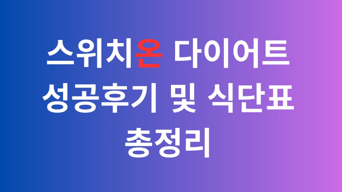 스위치온 다이어트 성공후기 및 식단표 총정리