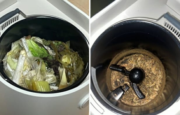 미생물 처리기에서 처리된 음식물의 모습