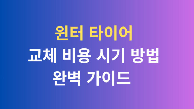 윈터 타이어 교체 비용 시기 방법 완벽 가이드