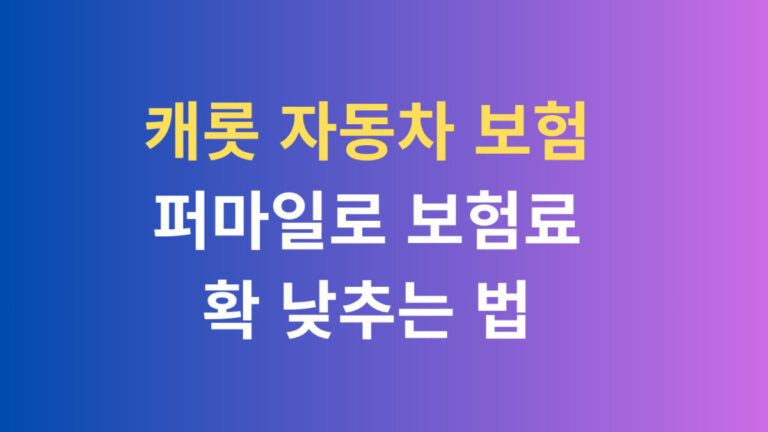 캐롯 자동차 보험 퍼마일로 보험료 확 낮추는 법