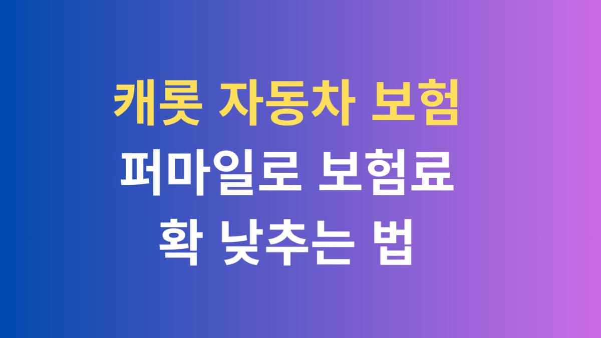 캐롯 자동차 보험 퍼마일로 보험료 확 낮추는 법