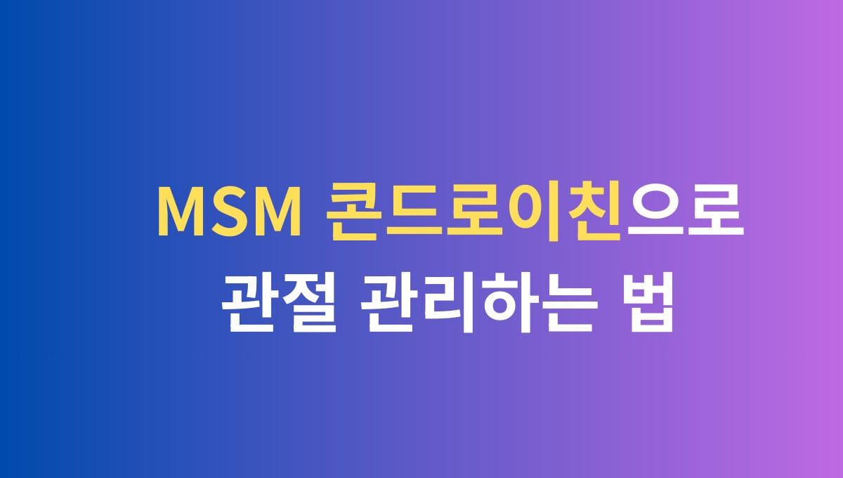MSM 콘드로이친으로 관절 관리하는 법