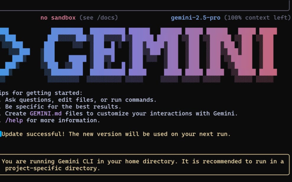 제미나이 cli 실행모습