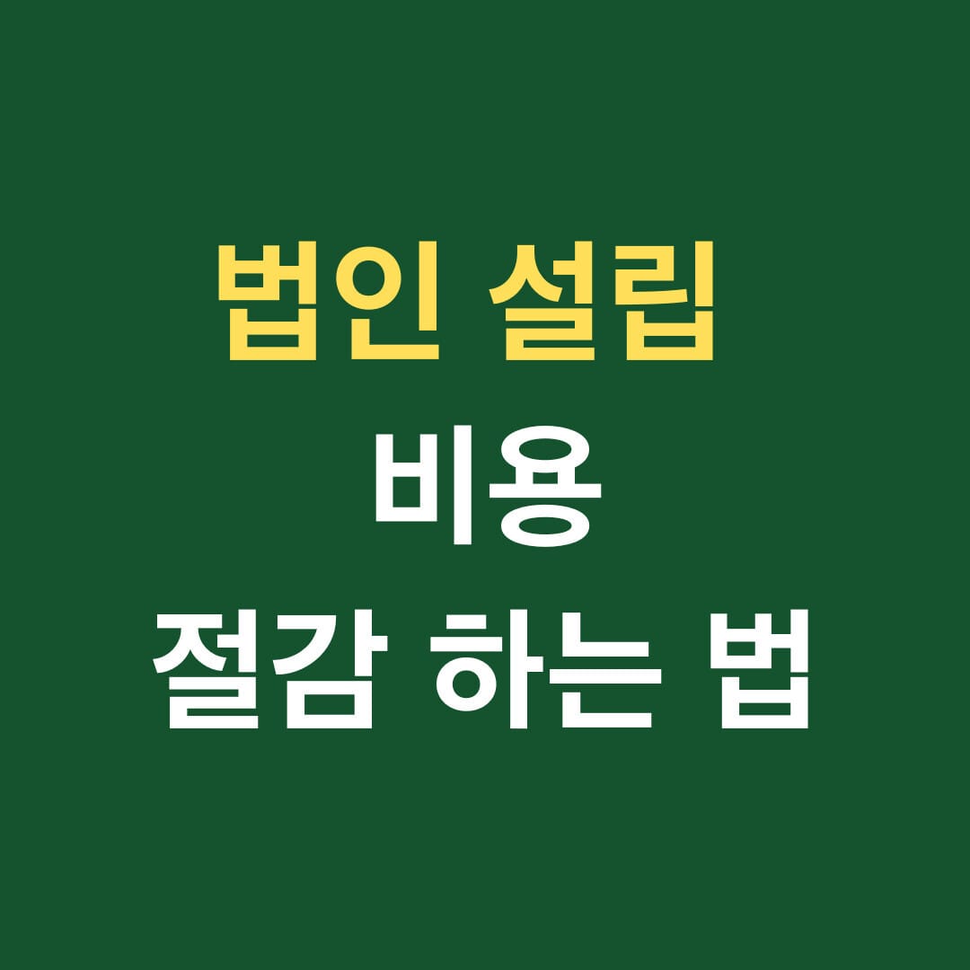법인 설립 비용 절감하는 법