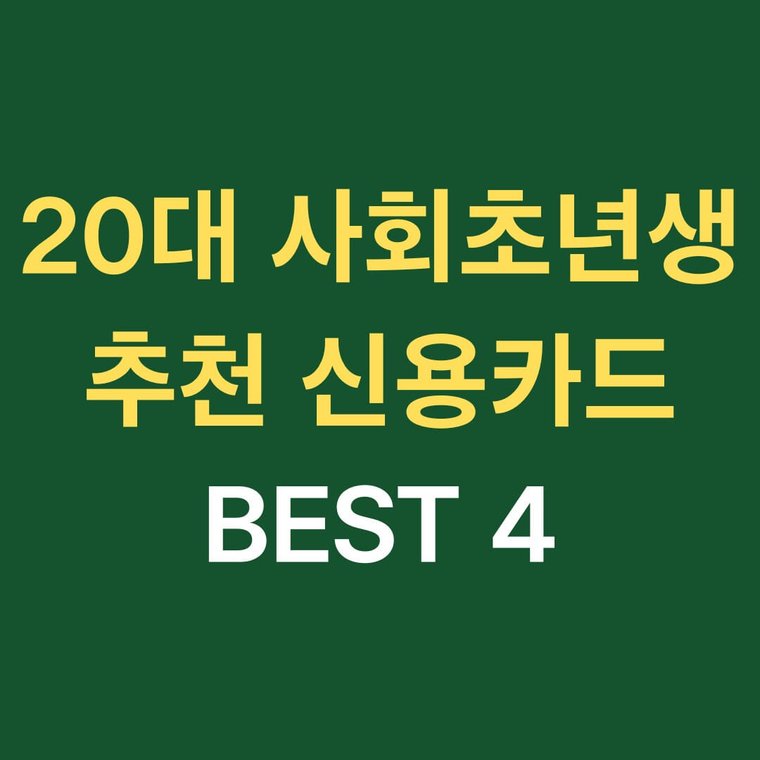 20대 사회초년생 추천 신용카드 BEST 4