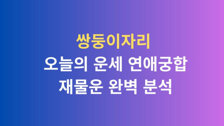 쌍둥이 자리 오늘의 운세 연애 궁합 재물운 완벽분석