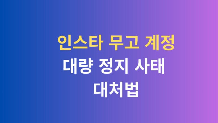 인스타 무고 계정 대량 정지 사태 대처법