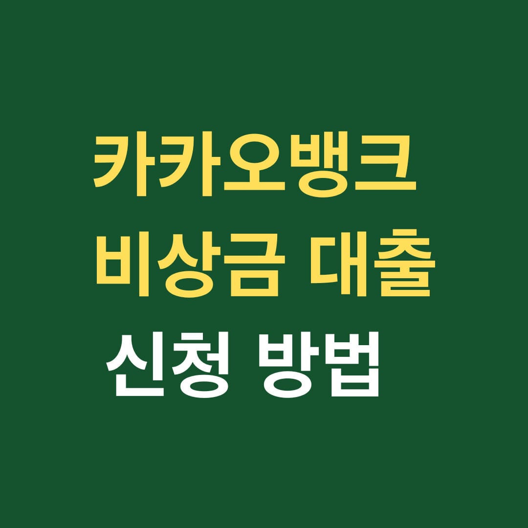 카카오뱅크 비상금 대출 신청방법