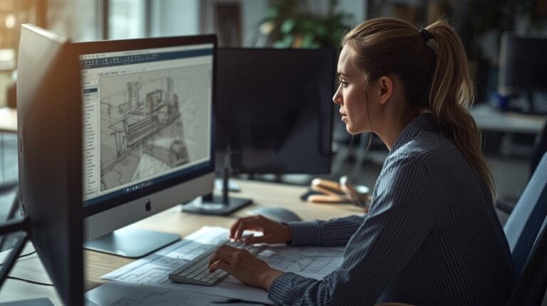 캐드 작업을 하는 여성의 모습