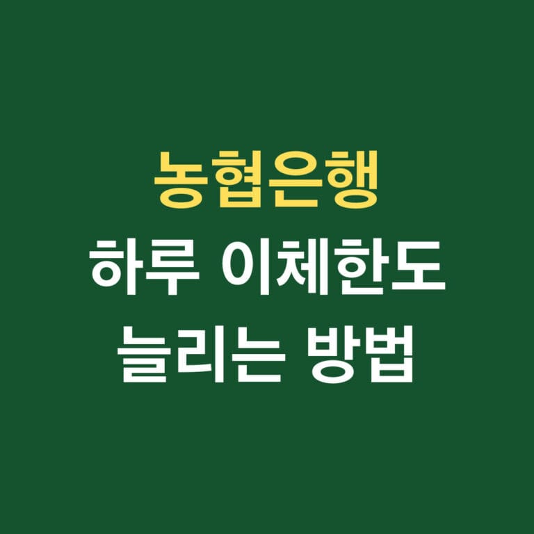 농협은행 하루 이체한도 늘리는 방법