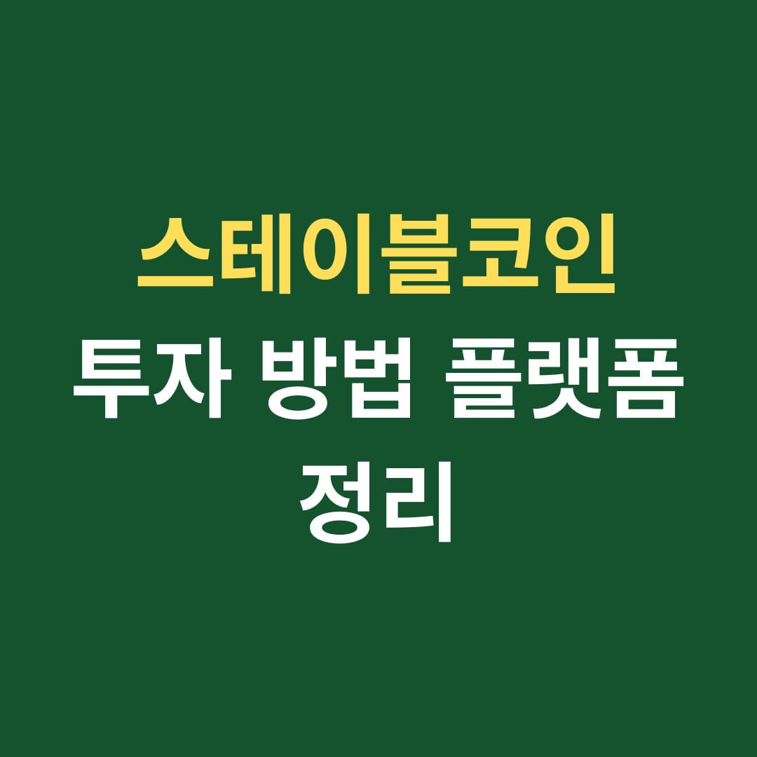 스테이블코인 투자 방법 플랫폼 정리