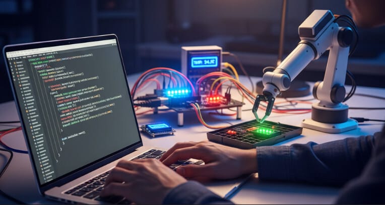 마이크로컨트롤러 보드와 노트북으로 임베디드 프로그래밍을 하는 개발 환경