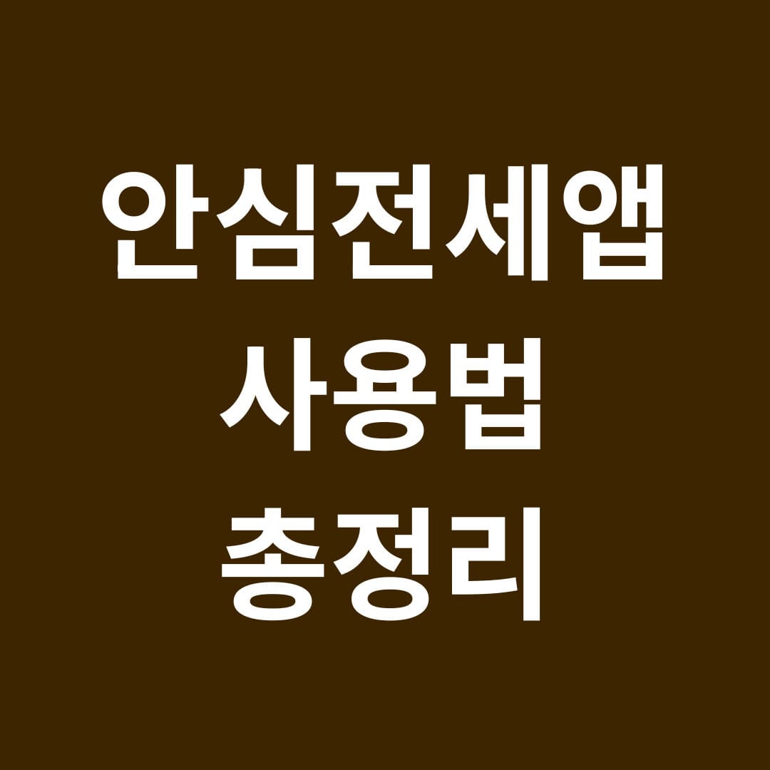 안심전세앱 사용법 총정리
