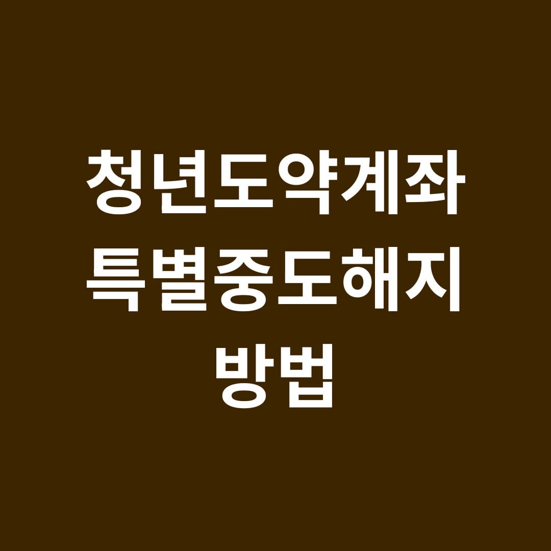 청년도약계좌 특별중도해지 방법 썸네일