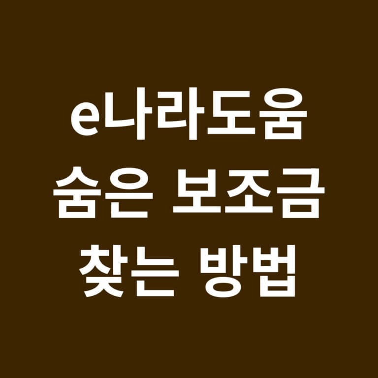 e나라도움 숨은 보조금 찾는 방법 썸네일