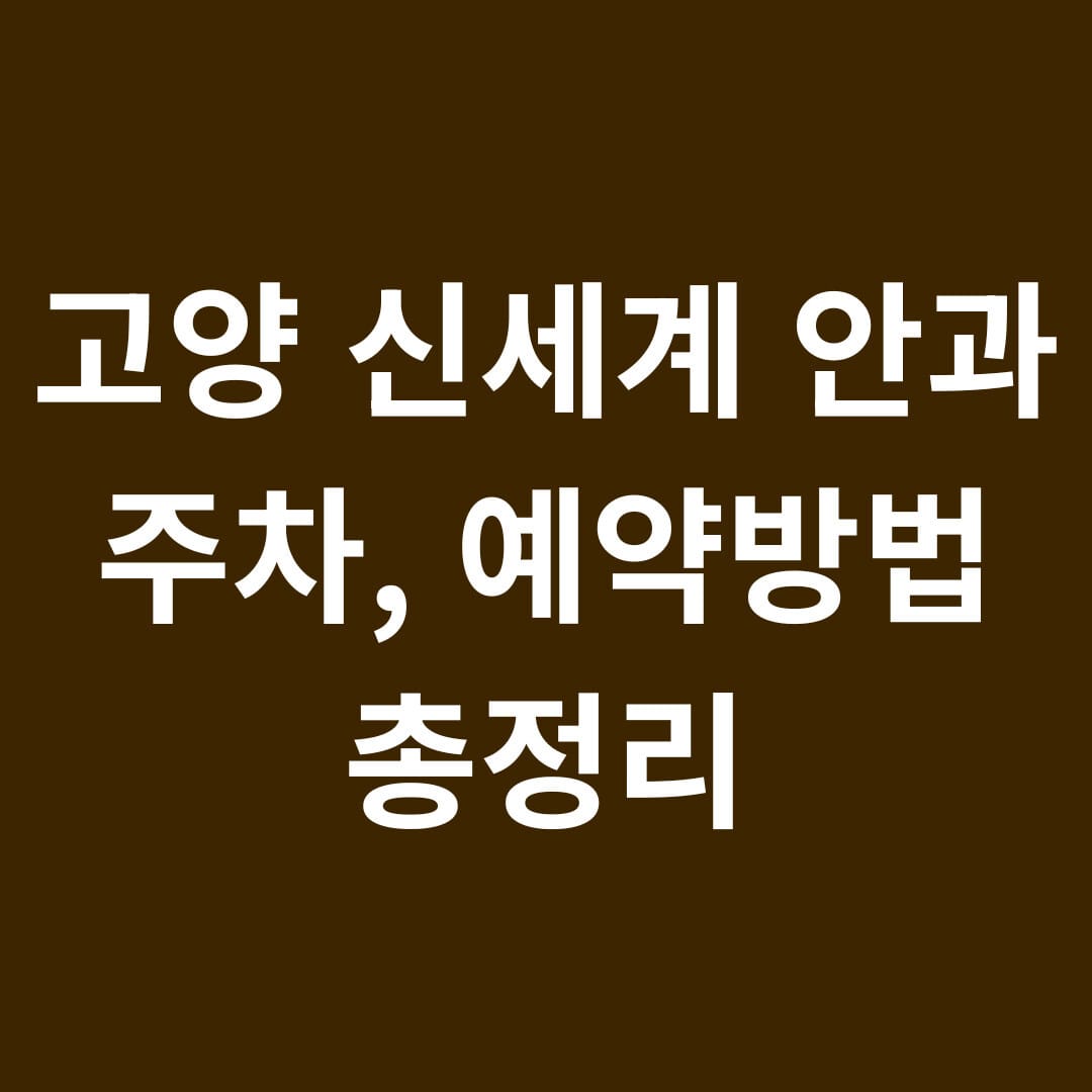 고양 신세계 안과 주차, 예약방법 총정리 썸네일