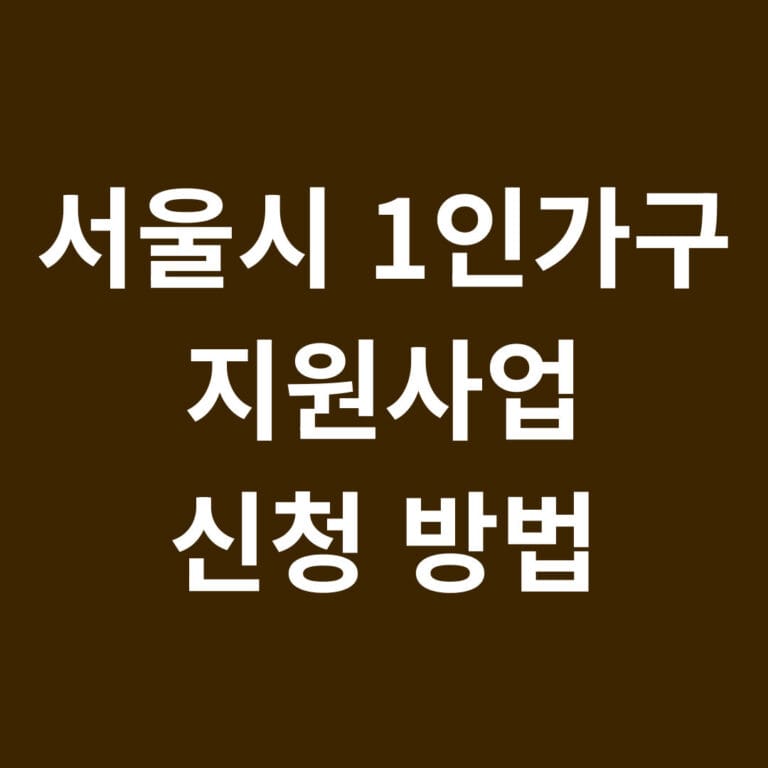 서울시 1인가구 지원사업 신청방법