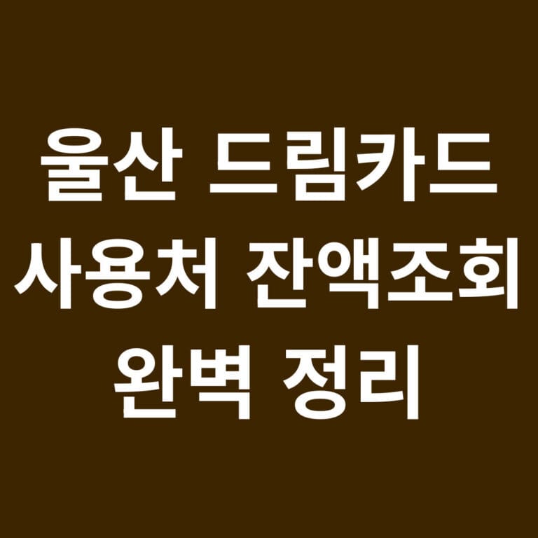 울산 드림카드 사용처 잔액조회 완벽정리 블로그 글의 썸네일