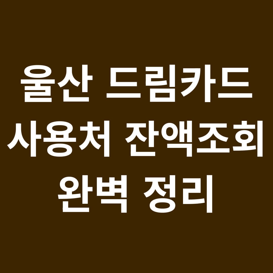 울산 드림카드 사용처 잔액조회 완벽정리 블로그 글의 썸네일
