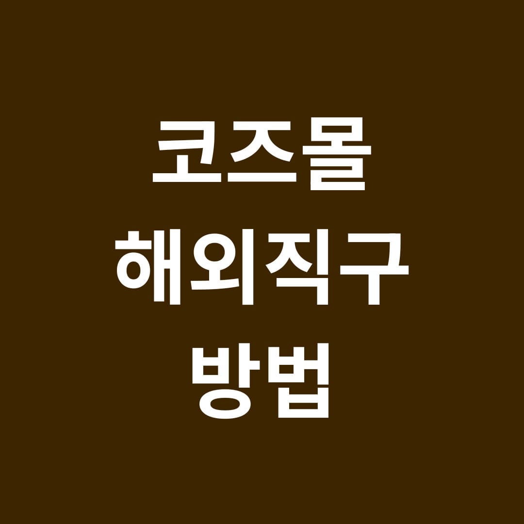 코즈몰 해외직구 방법 썸네일