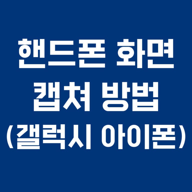핸드폰 화면 캡쳐 방법(갤럭시 아이폰)