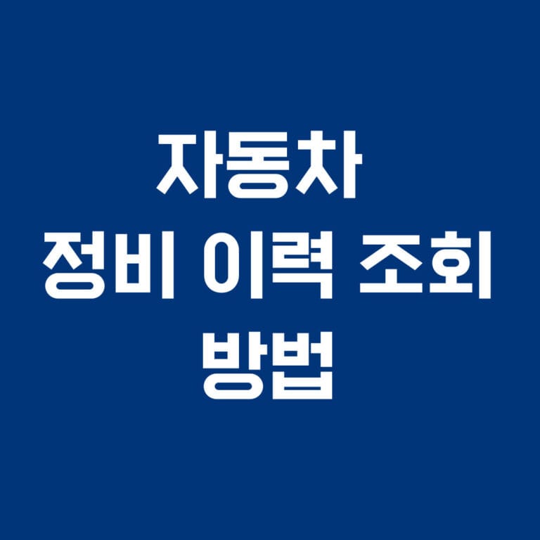 자동차 정비 이력 조회 방법